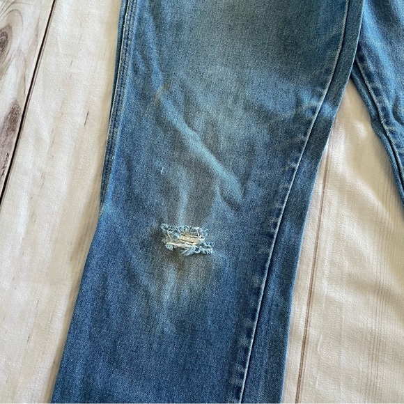 Wrangler 945DEN Jeans Mens 34x36 Blue Regular Fit Faded Whiskering Bootcut Flare - Picture 5 of 16